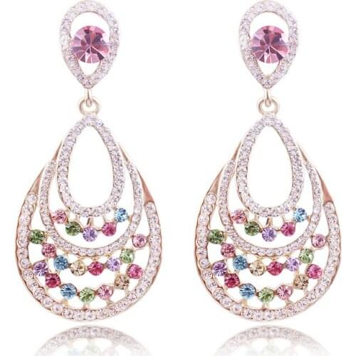 Hyperbole Big Earring Vintage Rhinestone Water Drop Jewelry Classic Fashion Crystal Long Stud Earrings For Women Brincos