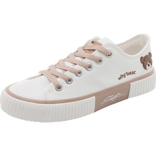 Fashion womens shoes bear canvas shoes female 2021 new sneakers ins breathable flat casual vulcanized shoes