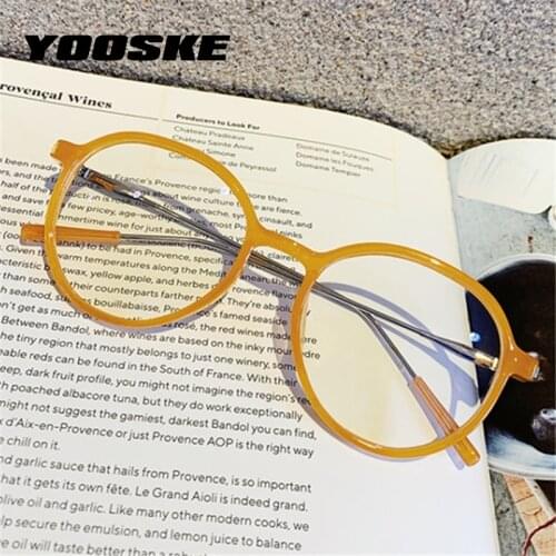 YOOSKE Retro Round Glasses Frames Women Men Vintage Transparent Eyeglass Frame Fashion Metal Optical Eyewear
