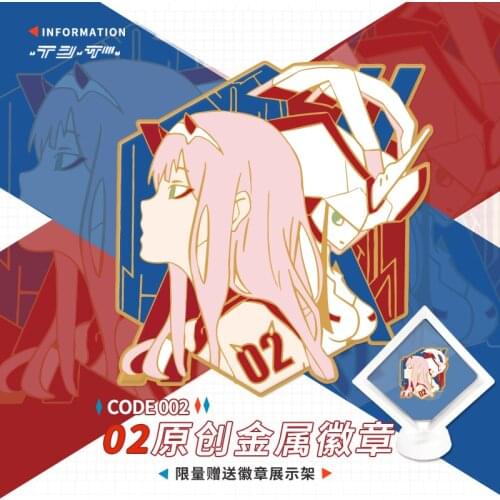 Zero Two 02 Metal Badge DARLING in the FRANXX Bedge Button Brooch Pins Anime Collection Medal Fashion Costume Souvenir Cosplay