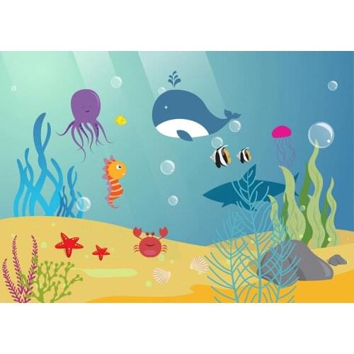 Marine cartoon whale shark octopus birthday party set photography background photograph background