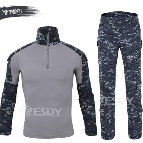Mens Tactical Combat Army Uniform Camo Clothes Sets Airsoft Hunting Shirts US Military Uniforms Cargo Pants with Elbow Knee Pad
