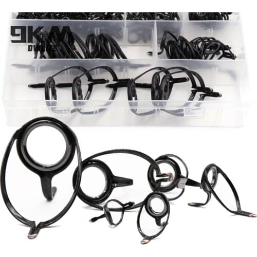 Fishing Rod Guides Black Heavy Duty Professional Rod Repair Kit 6Pcs~100Pcs High Quality Stainless Steel Rod Building 5mm~18mm