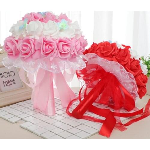 European style new anti-true rose bowknot bouquet wedding bride bridesmaid bouquet western-style wedding supplies