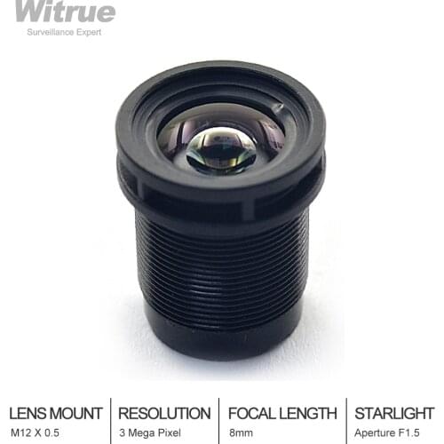 Starlight Lens 3MP 8mm Fixed Aperture F1.5 Big Angle For SONY IMX290/291/307/327 Low Light CCTV AHD IP Camera