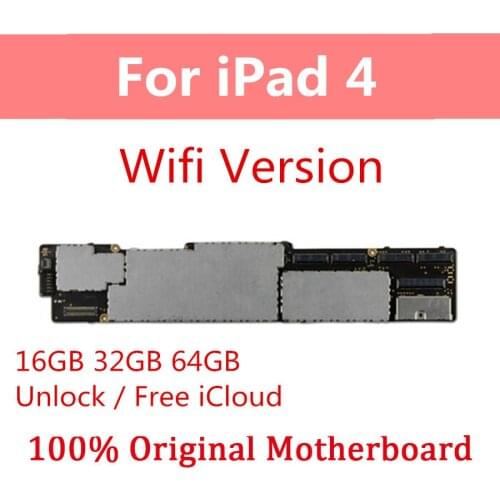Original Motherboard For iPad 4 Motherboard Wifi / WiFi Celluar Version For iPad 4 Mainboard With IOS System Logic Board