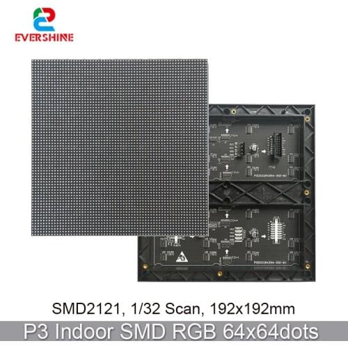 P3 Indoor SMD2121 1/32 Scan 3in1 RGB Full Color LED Display Screen Panel Module 192*192mm 64*64 Pixels