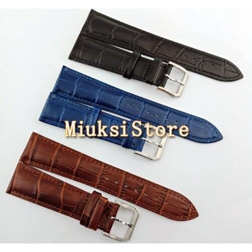 1PCS 22mm brown black blue men styles leather pin buckle watch strap with buckle P823