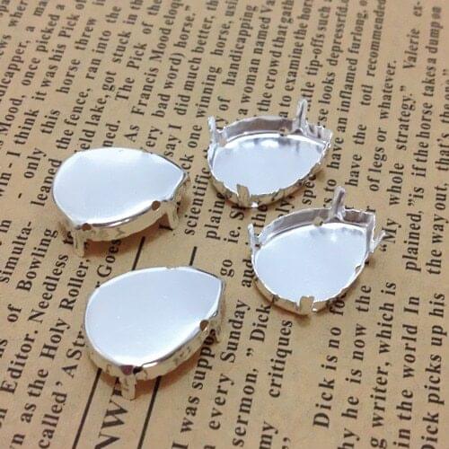Droplet Silver Metal Claw Setting Closed Back For Sewing on Pear Fancy Stone 10X14MM,13X18MM,18X25MM,20X30MM,30x40MM