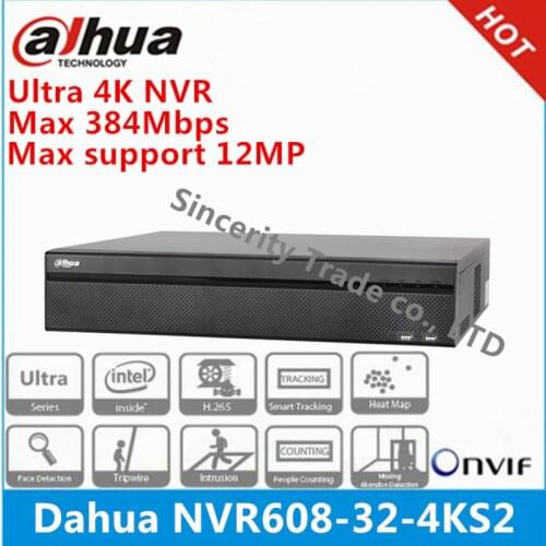 Original Dahua NVR608-32-4KS2 32 Ch without poe ports NVR608-64-4KS2 64 without poe ports 4K NVR max support 12MP Resolution