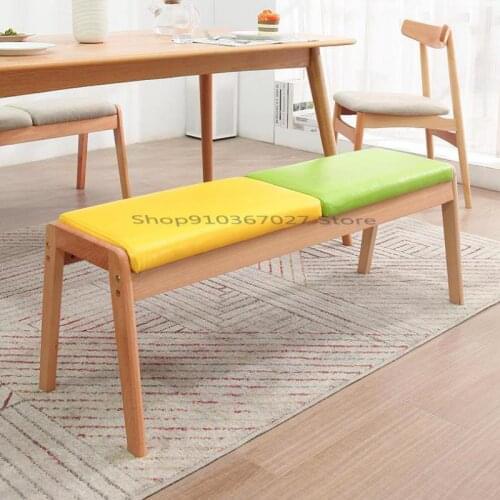 Nordic Solid Wood Small Stool Fashion Creative Makeup Stool Living Room Long Bench Low Stool Chair Home