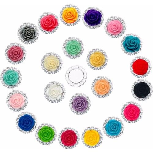 Rhinestone button flatback flower 20mm DIY crafts Decoration Headwear decoration accessories can mix colors 100PCS/Lot(BTN-5397)