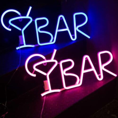 LED BAR Neon Sign Light for Bar KTV Snack Shop Decor Juice Letter Neon Lamp Tube Christmas Wall Decor
