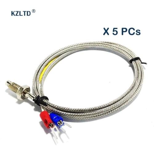 5PCs/Lot K Type Thermocouple 1M 2M Wire Thermo Sensor 0-400 Degree High Temperature Thermocouple K-type Probe M6 Screw Probe