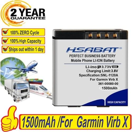 Top Brand 100% New 1500mAh 361-00080-00 010-12256-01 Battery for Garmin Virb X Compact VIRB XE Action Camera Batteries