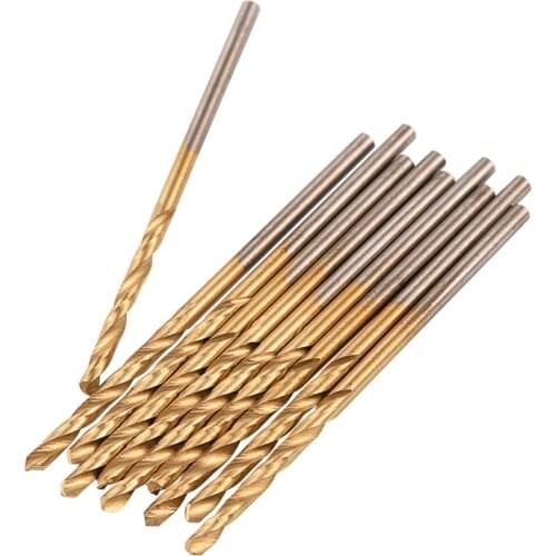 10Pcs 1/1.5/2mm HSS Titanium Coated Twist Drill Bit Straight Shank Woodworking Carpentry Drilling Tools Wood Metal Hole Opener