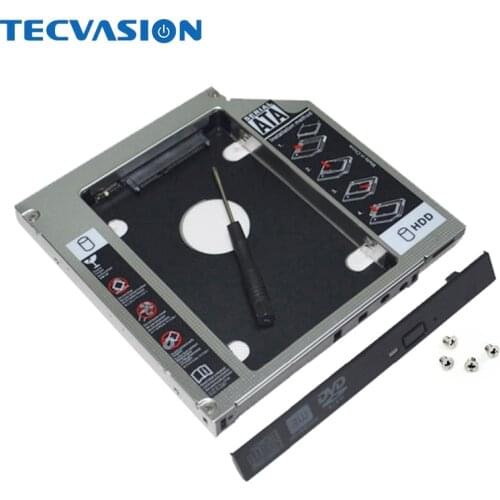 Universal Aluminum Metal Material 12.7mm 2nd HDD Caddy SATA To SATA 2.5" SSD Case for Laptop ODD DVD/CD-ROM Optibay with Panel