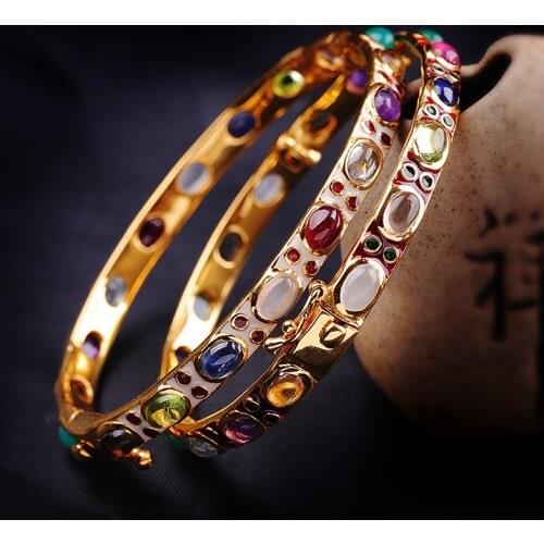 SA SILVERAGE 15.8g S925 Silver Jewelry Wholesale Enamel Inlaid Colorful Gemstone Bracelet Manufacturers Princess Bracelet