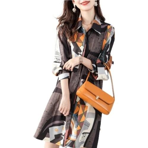 Highly recommend fashion spring style retro western style niche long-sleeved shirt dress womens clothing