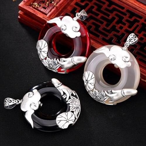 2018 Promotion Hot Sale Carnelian S990 Fine Lotus Bergamot Ms Xiangyun Peace Clasp Restoring Ancient Ways Sweater Chain Pendant