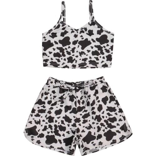 2021 1-7Y Summer Kids Baby Girl Clothing Milk Spots Sleeveless Crop Top Vest+Shorts Outfits Set 2pcs