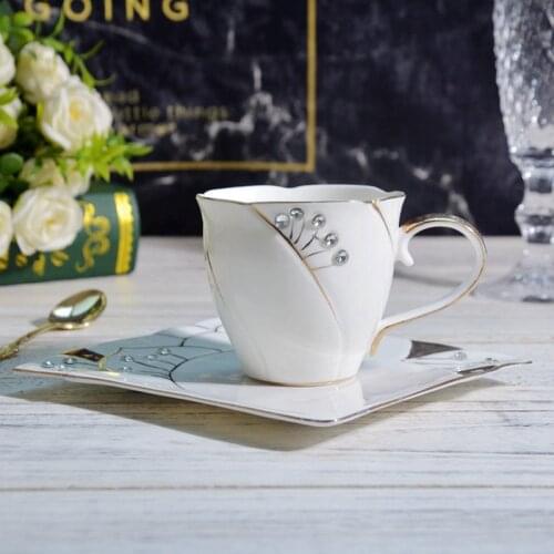 350ml White ceramic coffee cup and saucer set,Drinkware milk coffee ceramic mug office cup gifts mocha coffee cup and dish