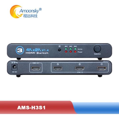 4K 3x1 HDMI Signal Switch HD 1080P Video Switcher Adapter 3 Input 1 Output wall switch for Xbox PS4 DVD HDTV PC Laptop TV