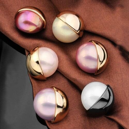 5Pcs 18=24mm Exquisite colored metal pearl buttons Ladies woolen coats sweaters skirts hats clothing decorative buttons C146