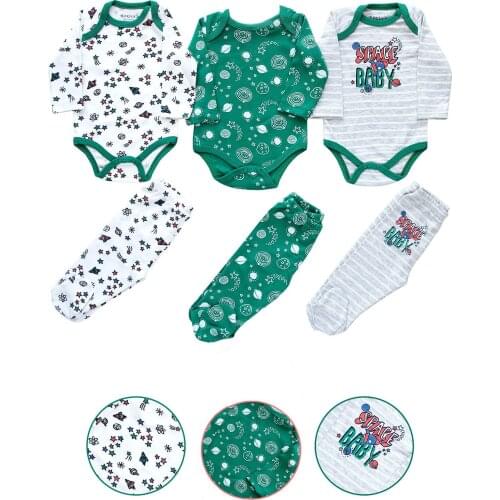 Newborn Essentials Space 6 Pcs Unisex Baby Bodysuit Set 0-9 Months Free Shipping Turkey