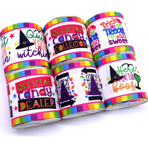 Free shipping 50 yard per size halloween ribbon printed grosgrain ribbon 31265