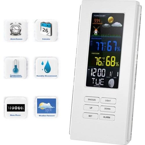Wireless Color Weather Station Digital Alarm Clock Outdoor Thermometer Hygrometer Remote Control Alarm Clock Perpetual Calendar