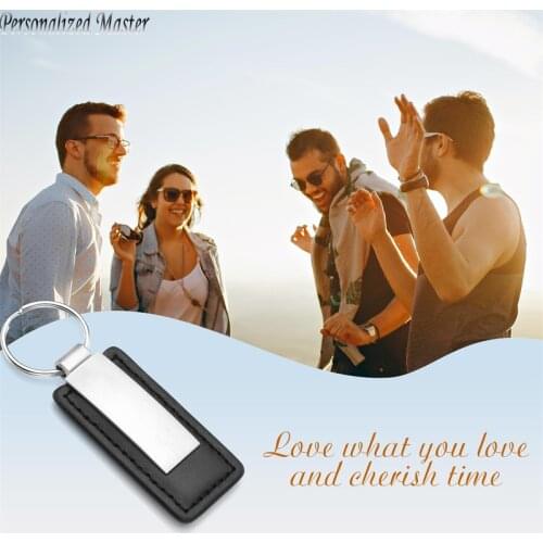 Personalized Master Engraving Key Chain Customized Text Genuine Leather Keychains Key Ring Strap Mens Dad Boyfriend Gift