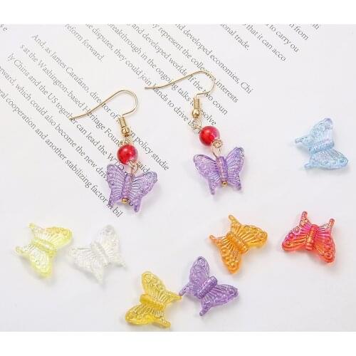 New Fashion 15x13mm 20pcs Acrylic Beads Butterfly Shaped Balls Colorful Beads For DIY Handmade Jewerly Making Accessories