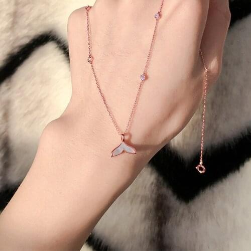 New Fashion Cubic Zirconia Rose Gold Color Starfish Shell Clavicle Chain Choker Necklaces for Women Jewelry Pendant Necklace