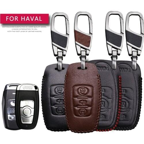 Genuine Leather Car Key Cover Key Case For Great Wall Haval F7 F7X H6 H9 H7 H8 GMW H2 H4 F5 Hover Key Ring Shell Accessories