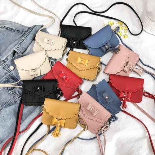 Raged Sheep New Mini Cute Kids PU Leather Coin Purse Bags Tassel Bow Children Girls Princess Shoulder Bag Messenger Handbags