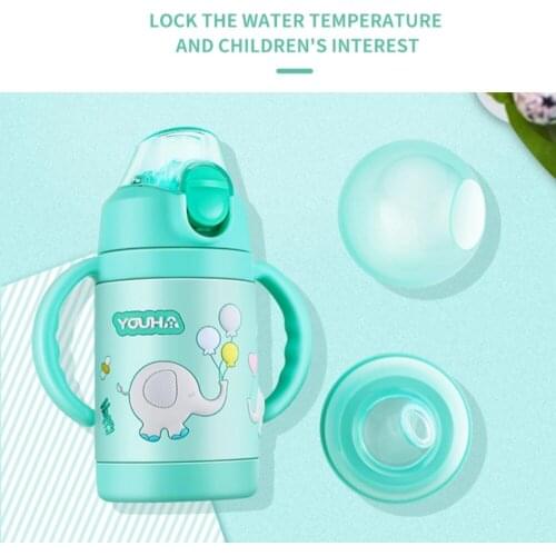 Baby Vacuum Insulated Sippy Cup YOUHA 280ml Toddlers Stainless Steel Drinking Bottle with Handle Baby Sippy Tumbler Mug Bottle