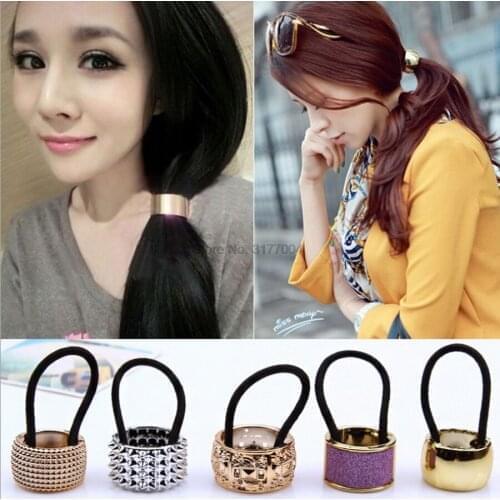 DHL 200pcs Hairband Pearl Women Hair Accessories Scrunchy Punk Ponytail Holder Plastic Crystal Gum Elastic Headwear