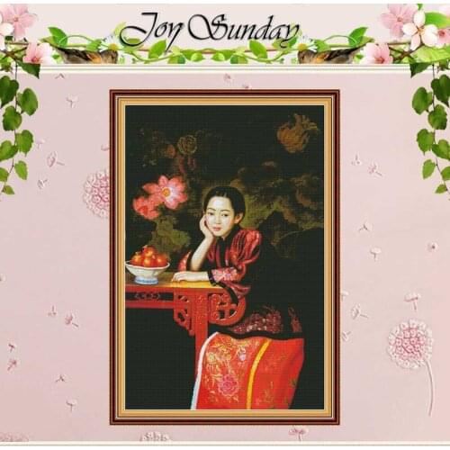 Meditation Girl Painting Counted 11CT 14CT Cross Stitch Sets DIY Chinese Cross-stitch Kits Embroidery Needlework home decor