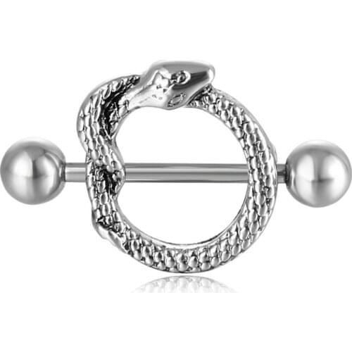 Fashion Alloy Stainless Steel Animal Snake-Shaped Nipple Rings Non Piercing Breast Adult Game For Women Body Piercing Jewelry