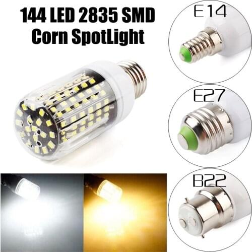 Newest Design 220V 110V LED Corn Lamp E27 E14 B22 Base 2835 SMD 144Leds Lampada Led Bulb 12W Chandelier Candle Lighting