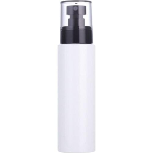 New 150 ML Empty White Plastic PET Bottle Cosmetic Black Spray Pump Clear Cover Refillable Packaging Container 15pieces/Lot