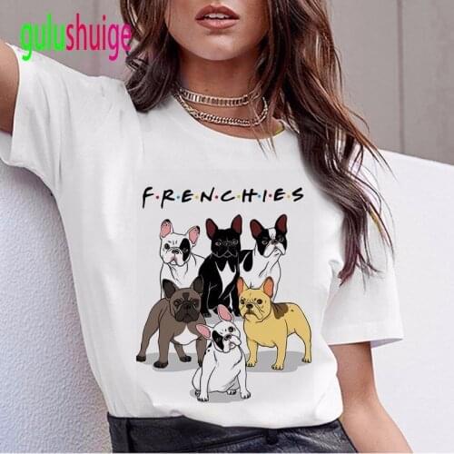 2020 New Oversize Harajuku Top Tee Shirt For Women French Bulldog T Shirts Female Kwaii Tshirt French Bulldog Clothes T-shirt