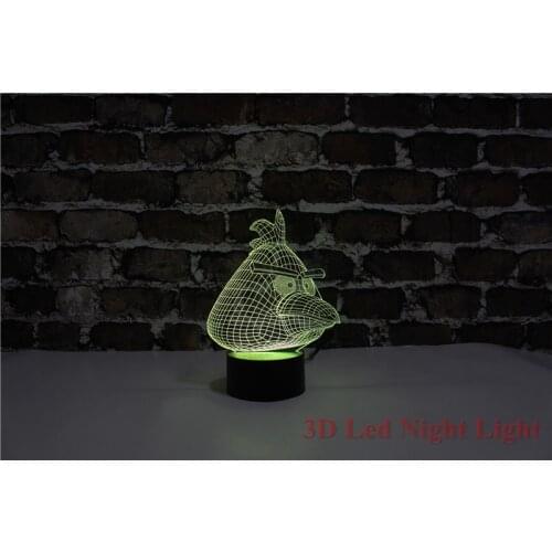 New Arrival 3D Led Yellow Wind Bird Children Night Light 7 Colors Changeable Carton Bird Children Nite Lights YJM-2845