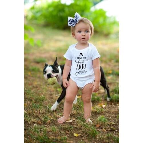 New Baby Girls Boys I Have The Best Aunt Ever Letter Infant Bodysuits Newborn Print White Jumpsuits Summer Clothes