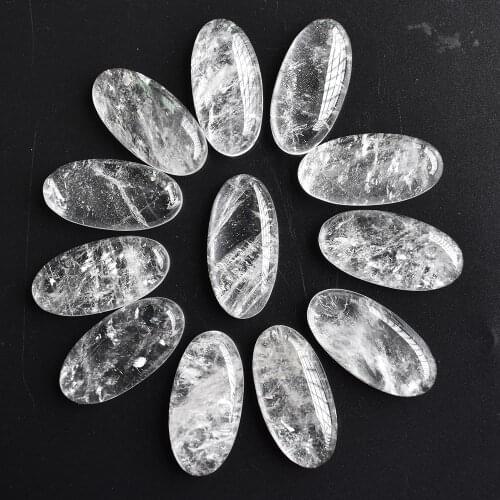 Wholesale 12pcs/Lot fashion Natural white crystal oval cab cabochons for Jewelry Accessories beads15x30mm free shipping