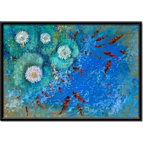 Cyprinus carpio puzzle Koi Fish jigsaw puzzle 1000 pieces adult Adornment picture custom Good luck Creative gifts wooden toys