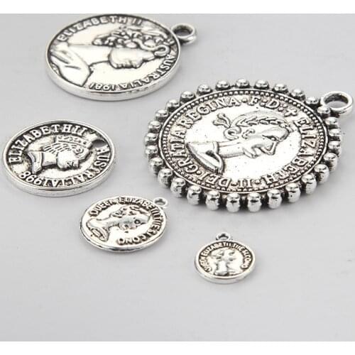 10 Pc Tibetan Silver Coin Charms Pendant For Jewelry Making Bracelet Accessories Supplies Diy Vintage Earrings Findings Supplies