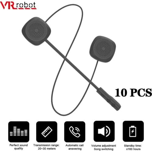 VR robot 10 Pack Motorcycle Bluetooth Helmet Headset Wireless Handafree Microphone Headset Stereo Music Player For Riding