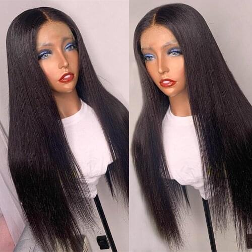 Silky Straight Lace Front Wig Synthetic Hair High Temperature Glueless 13x3 Lace Wig with Baby Hair